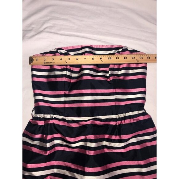 Milly New York Dress Size 6 Strapless Silk Blue Pink Striped Party Evening Glam - Picture 4 of 9